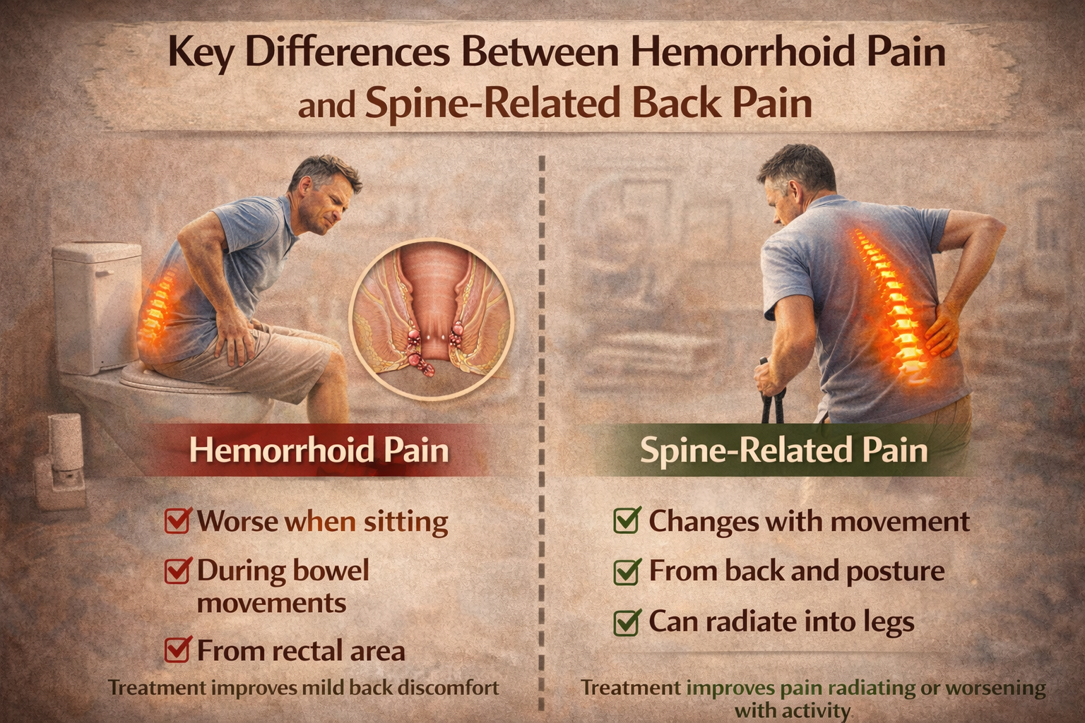 Key Differences Between Hemorrhoid Pain and Spine-Related Back Pain